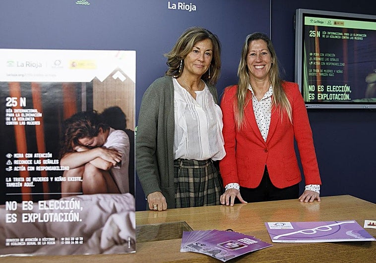 La subdirectora general de Igualdad, Begoña Marañón, y la directora general de Servicios Sociales e Instituto de la Igualdad, Marta Gómez, en la presentación de las acciones.