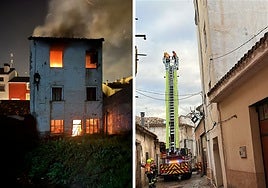 La vivienda incendiada en la calle San Jaime de Nájera, el pasado sábado (izquierda) y este miércoles (derecha)