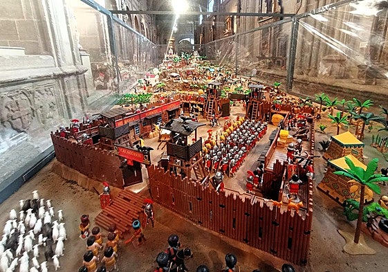 Fortificación romana dedicada a Calagurris en el belén de Playmobil de la catedral.