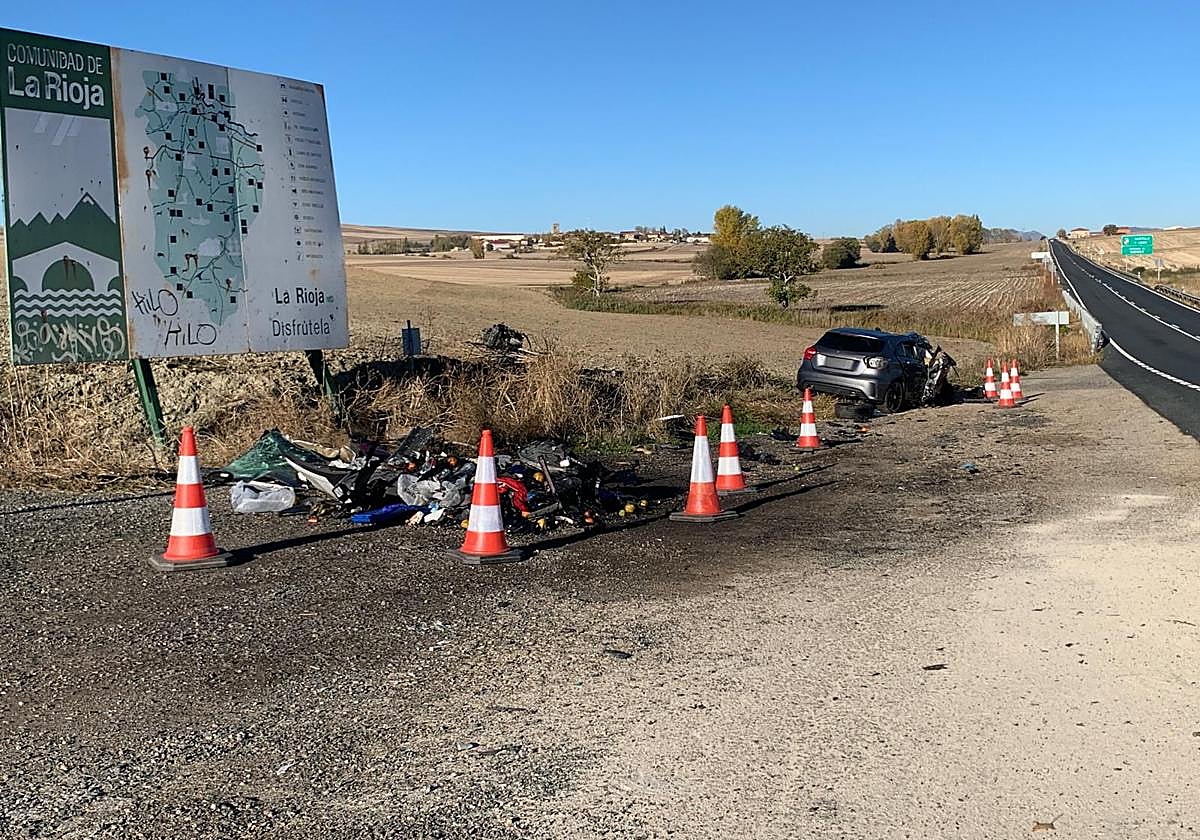 Accidente del 2 de noviembre en la N-232, en Foncea, con un muerto y seis heridos.