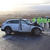 Accidente en la N-232, en Foncea, el pasado 26 de noviembre, con un muerto y siete heridos.