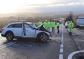 Accidente en la N-232, en Foncea, el pasado 26 de noviembre, con un muerto y siete heridos.