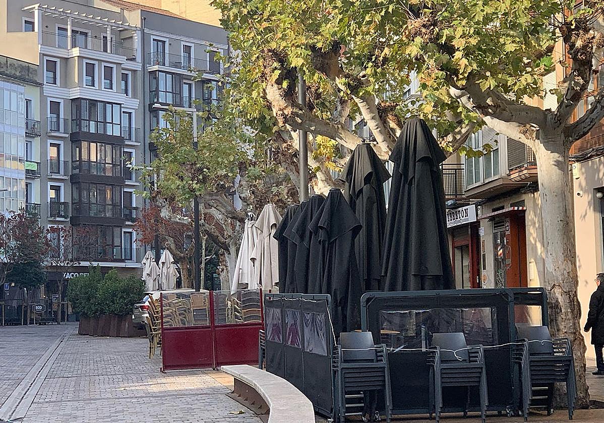 Terrazas sin recoger.