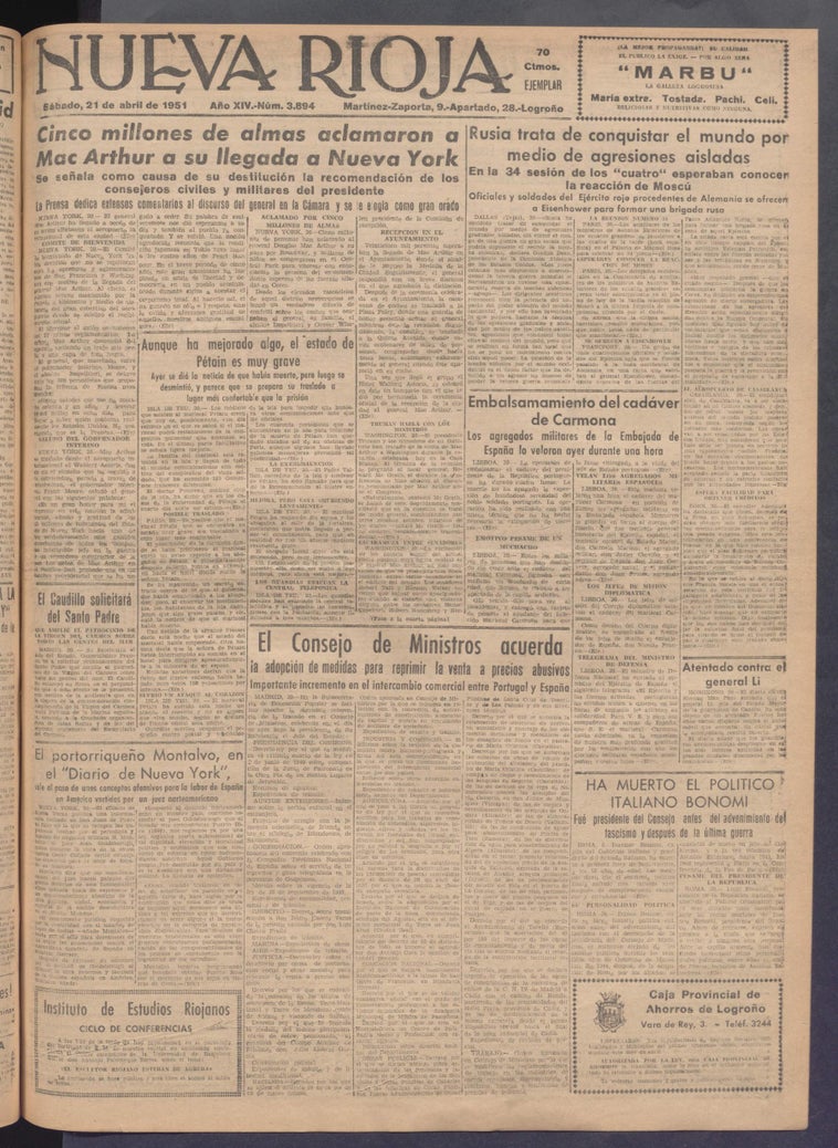 Truman destituye a MacArthur