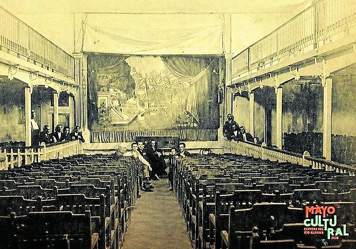Salón del centro obrero de Cervera, del cartel de la charla del viernes.