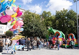 Hinchables durante las fiestas de San Mateo.
