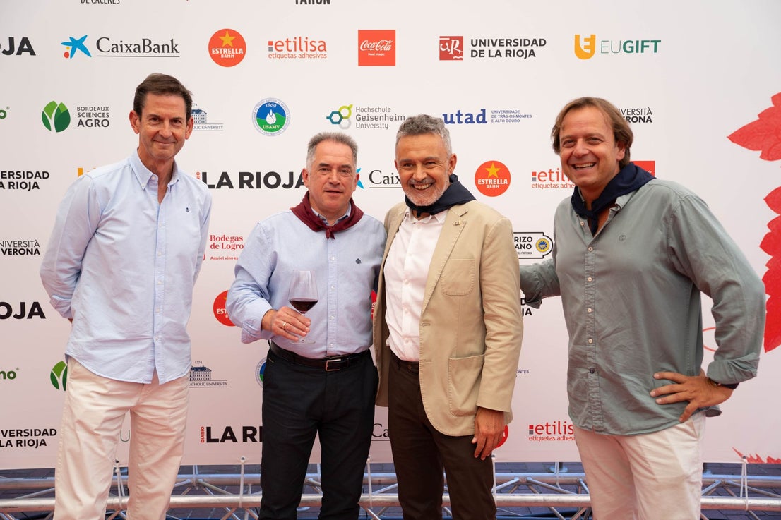 Goyo Ezama, director general de Nueva Rioja; Eloy Madorrán, candidato a la Alcaldía de Logroño por el PSOE; Conrado Escobar, alcalde; y Quique Martínez Armas, director de Rioja Medios.