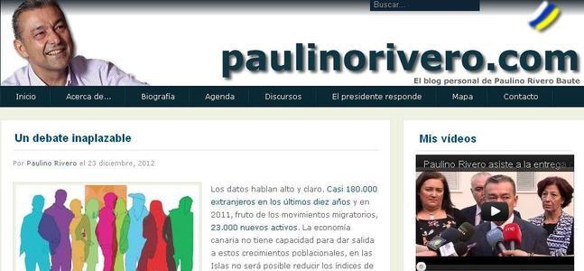 Una captura del blog personal de Paulino Rivero. / Rc