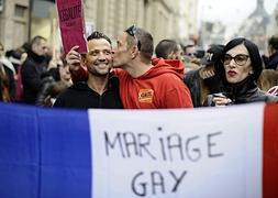 Manifestación en favor del matrimonio homosexual en París. / Lionel Bonaventure (Afp)