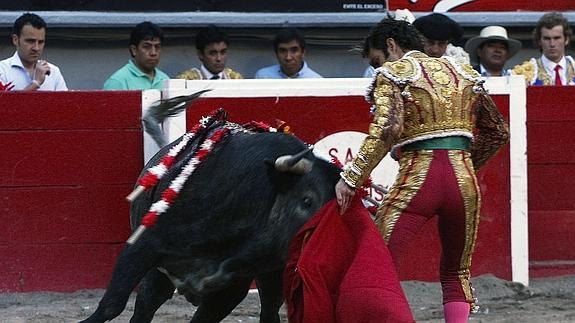 José Tomás, en el momento de su cogida.