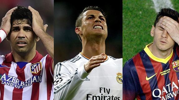 Diego Costa, Cristiano y Messi. 