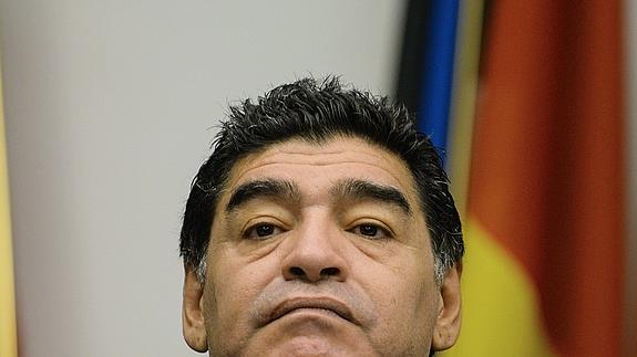 Maradona, durante una conferencia.