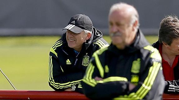 Villar, en el entrenamiento de la selección. 