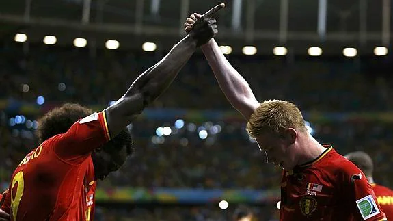 Los jugadores de Bélgica celebran un gol. 