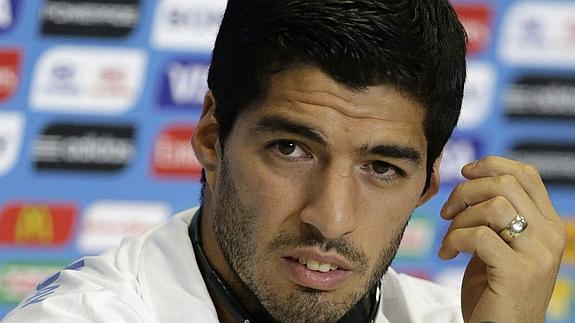 Luis Suárez, en una rueda de prensa. 