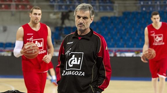 Abós, durante el entrenamiento