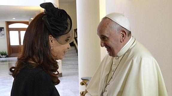 Cristina Fernández, durante una reunión con el papa Francisco