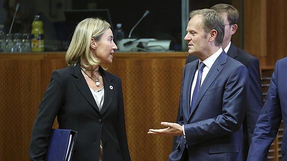 Federica Mogherini y Donald Tusk.