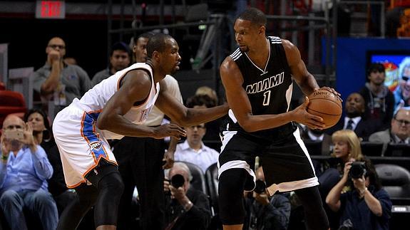 Ibaka, durante el partido ante los Heat. 