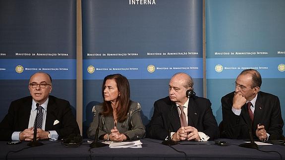 Los ministros del Interior de Francia, Portugal, España y Marruecos.