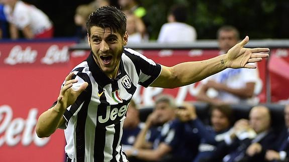 Morata celebra un gol con la Juventus. 