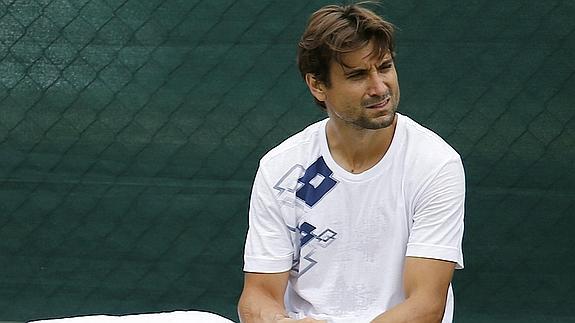 Ferrer, en un entrenamiento previo a Wimbledon. 