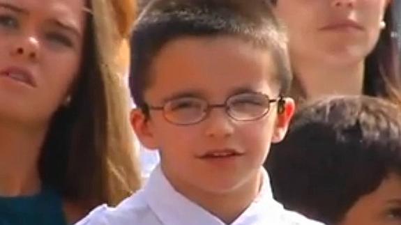 Ismael, en un desfile militar con la presencia de los reyes en Pontevedra.