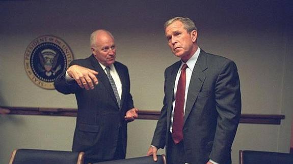 El presidente George W. Bush y el vicepresidente Dick Cheney, el 11-S