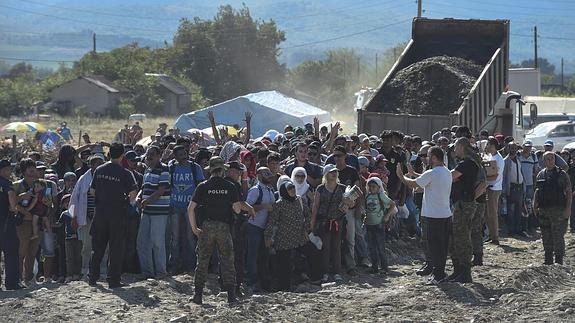 Refugiados en la localidad macedonia de Presevo.