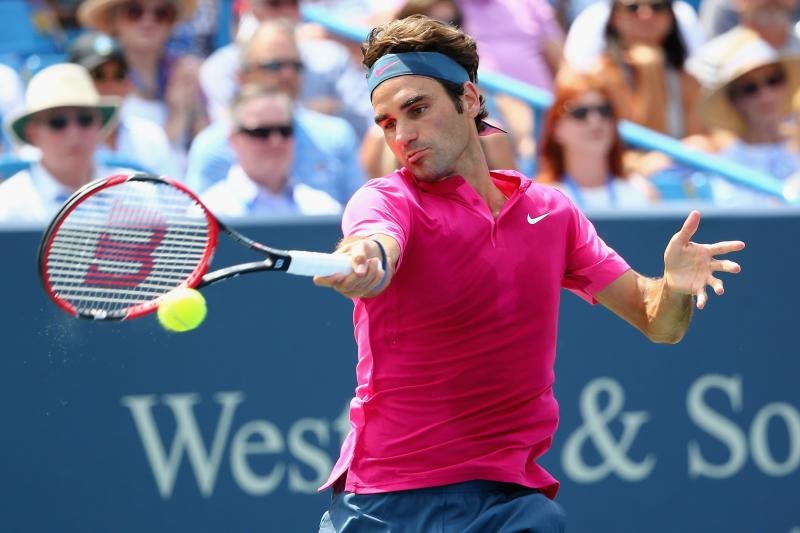 Federer, durante la final en Cincinnati contra Djokovic. 