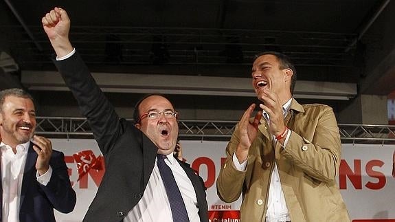 Iceta y Pedro Sánchez, en el inicio de campaña.