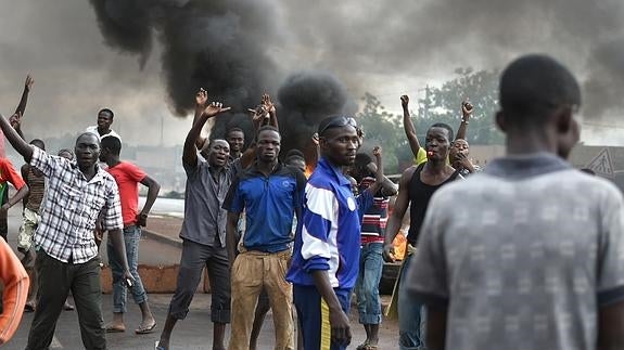 Protesta de este sábado en Ouagadougou. 