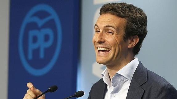 Pablo Casado, durante la rueda de prensa. 