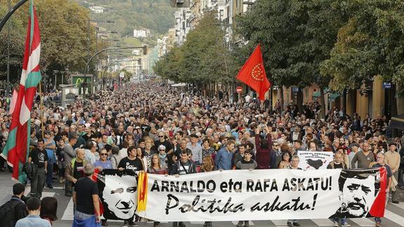 Manifestación en San Sebastián en apoyo a Arnaldo Otegi.