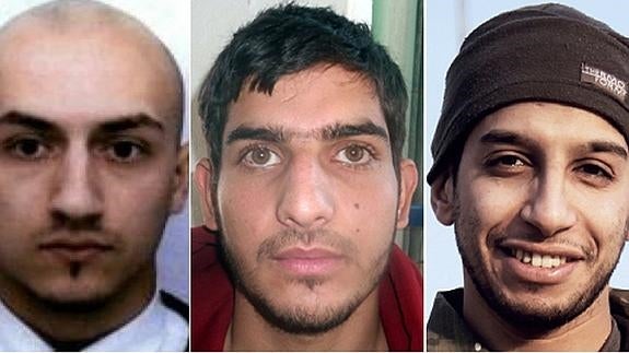 Bilal Hadfi, uno de los sospechosos sin identificar y Abdelhamid Abaaoud.