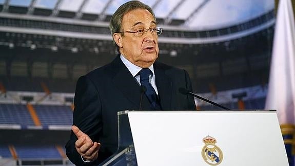 Florentino Pérez, durante la comparecencia. 