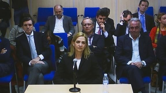 La infanta Cristina, durante su declaración.