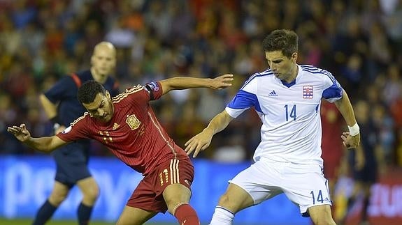 Pedro, durante el partido ante Luxemburgo. 