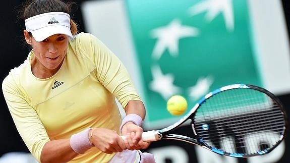 Garbiñe Muguruza, en pleno partido. 