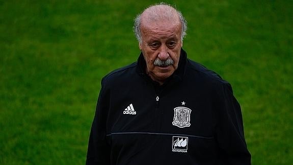 Del Bosque, durante el primer entrenamiento en Austria. 