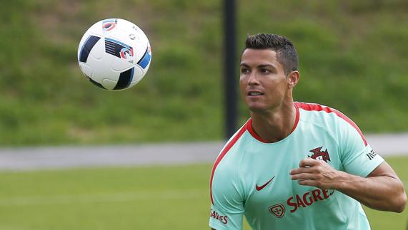 Cristiano Ronaldo, en un entrenamiento. 