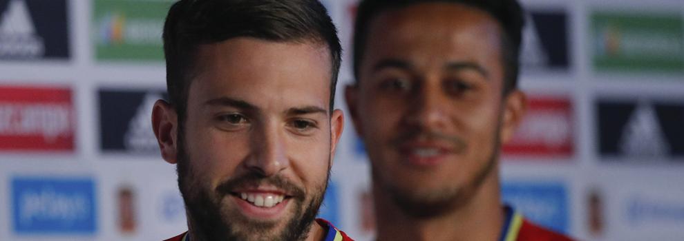 Jordi Alba, durante una rueda de prensa. 