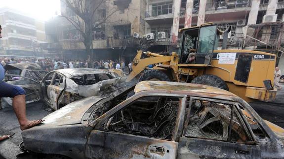 Imagen del atentado sufrido en Bagdad este domingo. 