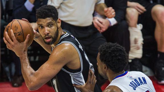 Tim Duncan, durante uno de sus partidos en la NBA. 