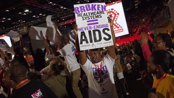 Asistentes a la Conferencia Internacional sobre el sida de Sudáfrica.