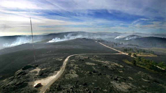 Zona calcinada en Edreiras, Galicia.