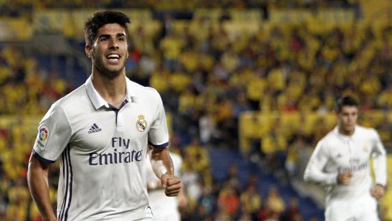 Marco Asensio celebra un gol. 