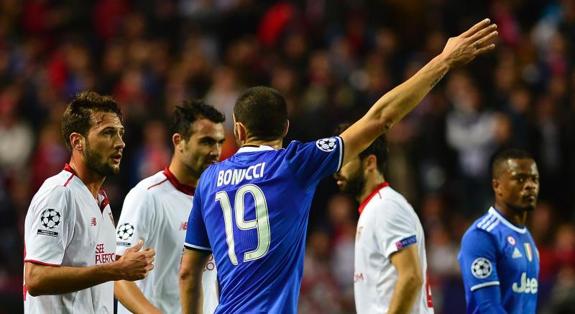 Bonucci, autor del 1-2 en el Sánchez Pizjuán. AFP