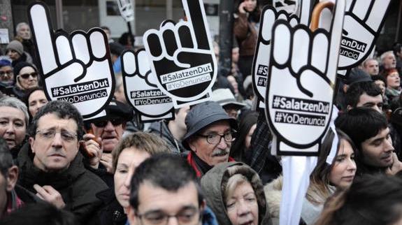 a manifestación en el centro de Bilbao.