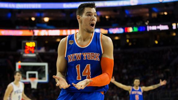 Willy Hernangómez, en un partido de los Knicks.